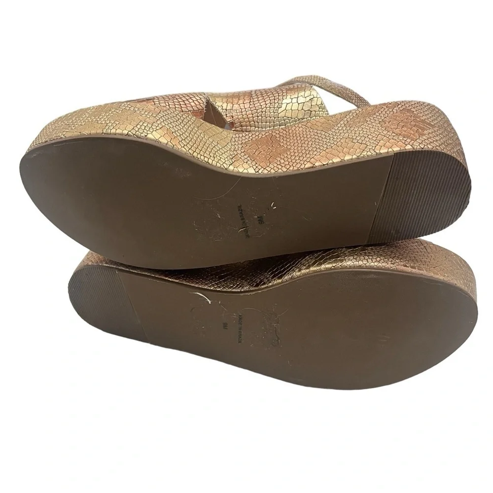 Matisse Runaway Platform Sandals Rose Gold Metallic Snake Animal Print‎ Size 9M